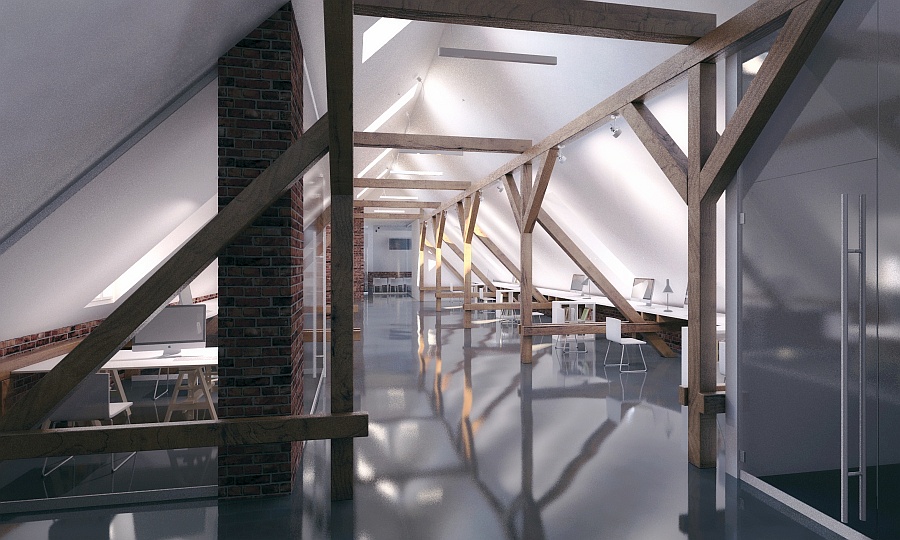 Hospital attic adaptation in Wolsztyn. Visualization, architecture, interior design, project 