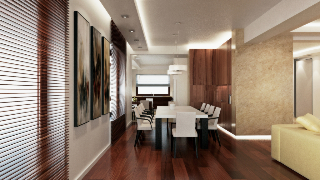 Single family house interior design and visualizations. Dinningroom Interior.